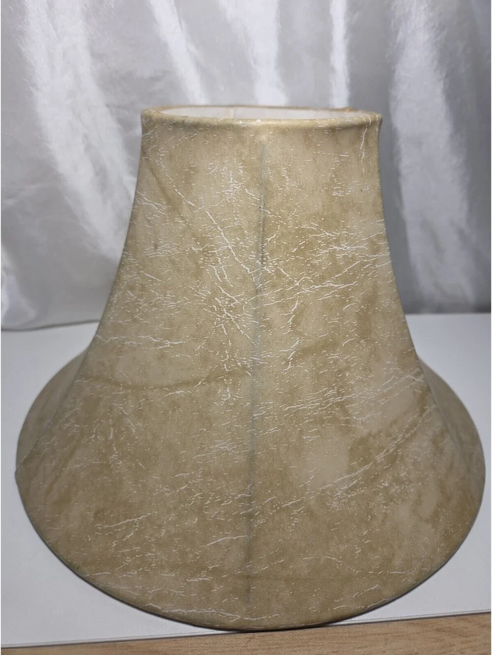 Vintage Faux Leather Tan Bell Lamp Shade Distressed 10
